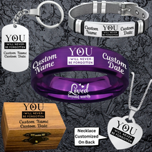 Memorial Keepsake Bundle 🌹 Includes Personalized Ring, Bracelet, Necklace, Keychain and Wood Chest