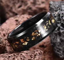 75% Off Today Only! Gold Flake Black Tungsten Meteorite Ring + FREE Gift