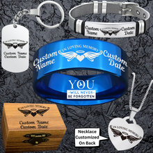 Memorial Keepsake Bundle 🌹 Includes Personalized Ring, Bracelet, Necklace, Keychain and Wood Chest