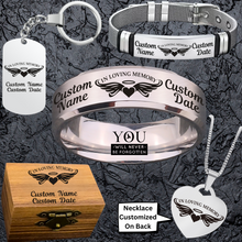 Memorial Keepsake Bundle 🌹 Includes Personalized Ring, Bracelet, Necklace, Keychain and Wood Chest