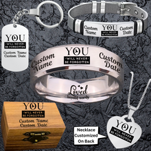 Memorial Keepsake Bundle 🌹 Includes Personalized Ring, Bracelet, Necklace, Keychain and Wood Chest