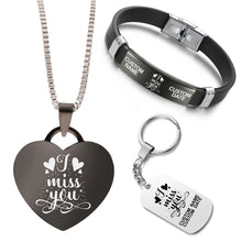 Customized Bundle ❤️  Necklace + Bracelet + Keychain ❤️  I Miss You