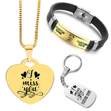 Customized Bundle ❤️  Necklace + Bracelet + Keychain ❤️  I Miss You