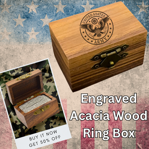 Engraved Acacia Wood Ring Box