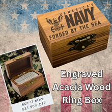 Engraved Acacia Wood Ring Box