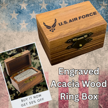 Engraved Acacia Wood Ring Box