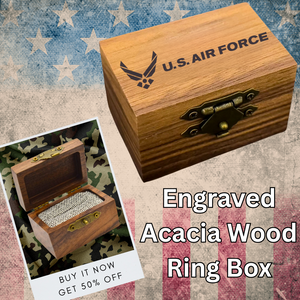 Engraved Acacia Wood Ring Box