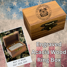 Engraved Acacia Wood Ring Box