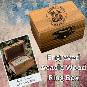 Engraved Acacia Wood Ring Box