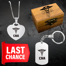 💝 Matching Gift Bundle: Engraved Wood Box + 18″ Silver Heart Pendant Necklace + Silver Keychain