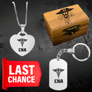 💝 Matching Gift Bundle: Engraved Wood Box + 18″ Silver Heart Pendant Necklace + Silver Keychain