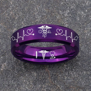 Nursing Ring for RN, NP, LPN, CNA, RT, PT, PA – Healthcare Professionals Rings + Free Matching Bracelet 🎁