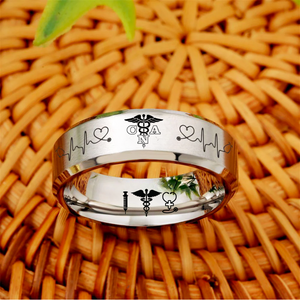 Nursing Ring for RN, NP, LPN, CNA, RT, PT, PA – Healthcare Professionals Rings + Free Matching Bracelet 🎁