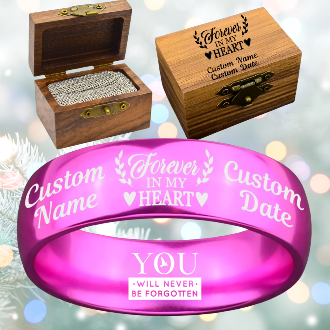 Memorial Ring 😍 Includes Matching Engraved Wood Box + Bonus Bracelet 🎁