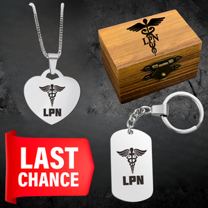 💝 Matching Gift Bundle: Engraved Wood Box + 18″ Silver Heart Pendant Necklace + Silver Keychain