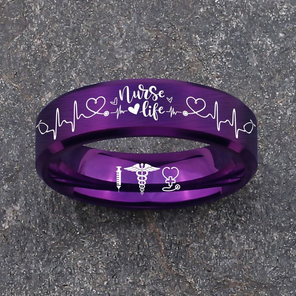 Nursing Ring for RN, NP, LPN, CNA, RT, PT, PA – Healthcare Professionals Rings + Free Matching Bracelet 🎁