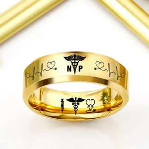 Nursing Ring for RN, NP, LPN, CNA, RT, PT, PA – Healthcare Professionals Rings + Free Matching Bracelet 🎁