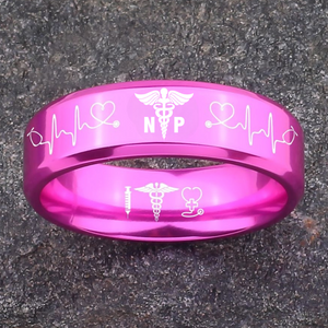 Nursing Ring for RN, NP, LPN, CNA, RT, PT, PA – Healthcare Professionals Rings + Free Matching Bracelet 🎁