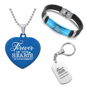 Customized Bundle ❤️  Necklace + Bracelet + Keychain ❤️  Forever In Our Hearts