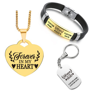 Customized Bundle ❤️  Necklace + Bracelet + Keychain ❤️  Forever In My Heart