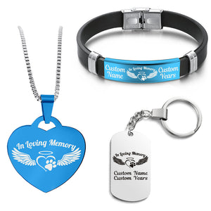 Pet Memorial Bundle 🐕 Necklace + Bracelet + Keychain 🐈