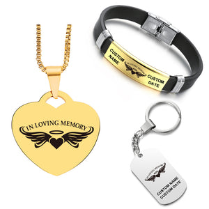 Customized Bundle ❤️  Necklace + Bracelet + Keychain ❤️  In Loving Memory