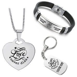 Customized Bundle ❤️  Necklace + Bracelet + Keychain ❤️  Love Never Dies