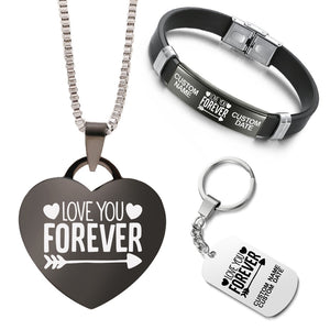 Customized Bundle 💟  Necklace + Bracelet + Keychain 💟  Love You Forever