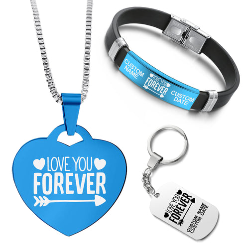 Customized Bundle 💟  Necklace + Bracelet + Keychain 💟  Love You Forever