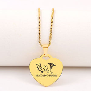 Today Only 60% Off 😍  Peace Love Nursing👩🏼‍⚕️ Heart Pendant Necklace