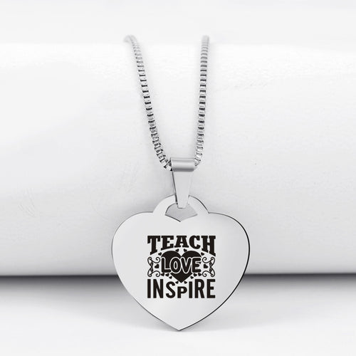 Today Only 60% Off 🍎  Teach Love Inspire Heart Pendant Necklace