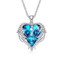 Now 75% OFF! Silver Angel Wings Heart Crystal Pendant Necklace